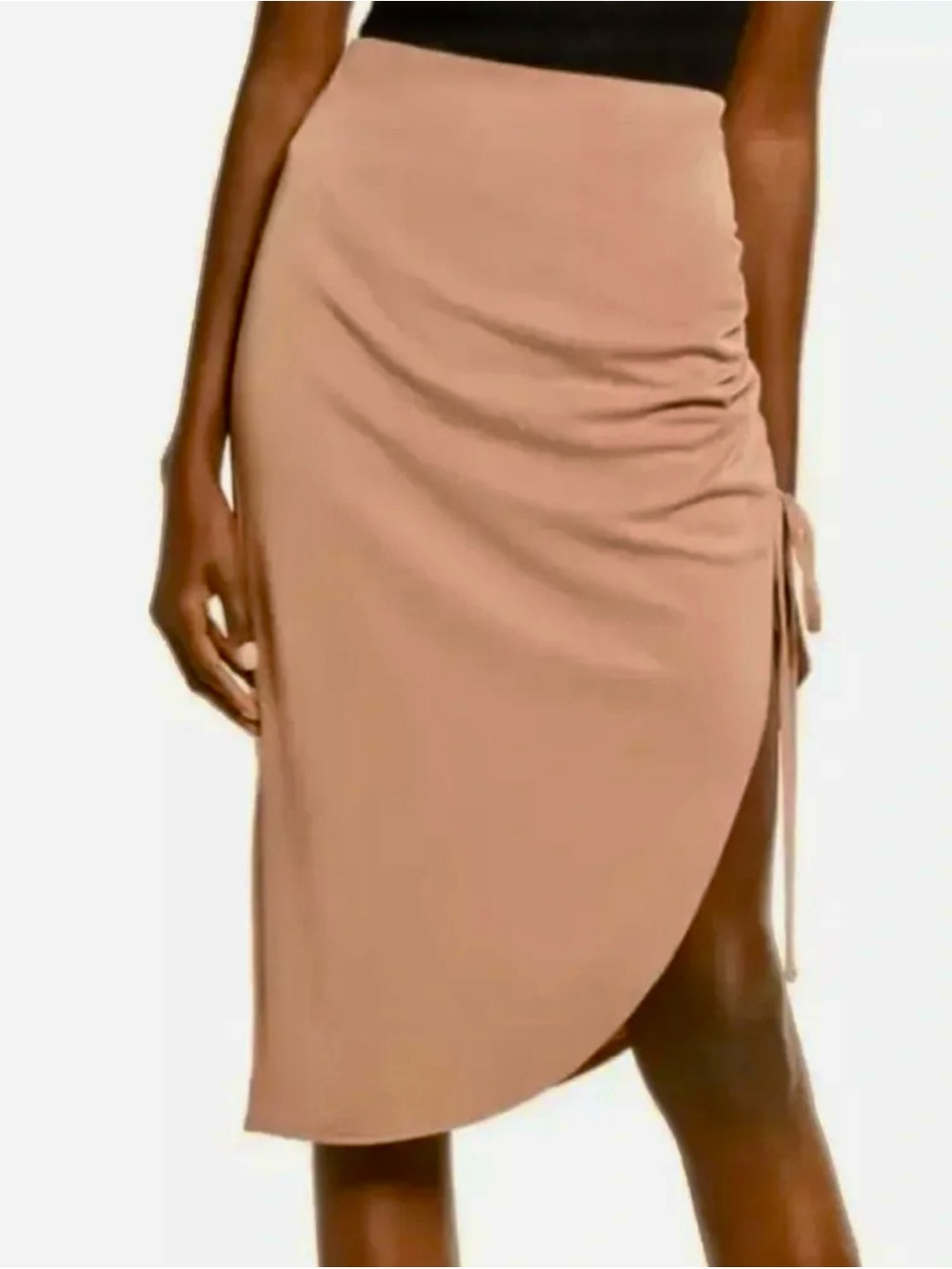 Asymmetrical Dusty Rose Tan Skirt with Side Tie